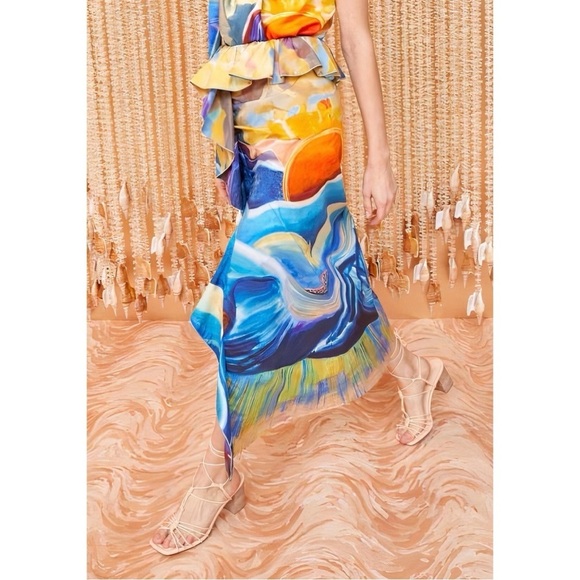 Ulla Johnson Midi Ruffle Printed Nora Cotton Skirt - Picture 5 of 7